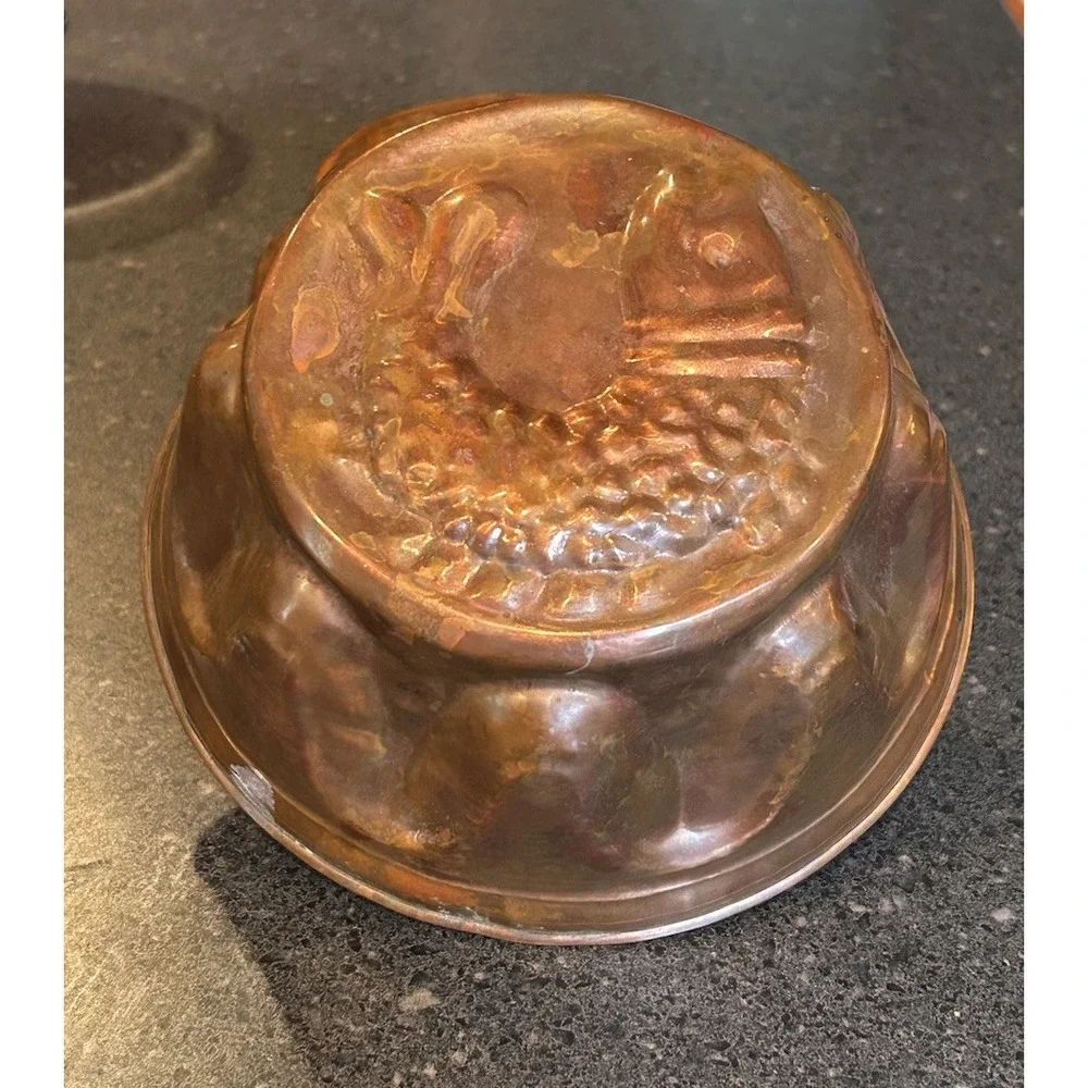 Antique 19th Century Copper Fish‎ Molds set of 2 wall hanger jello mold